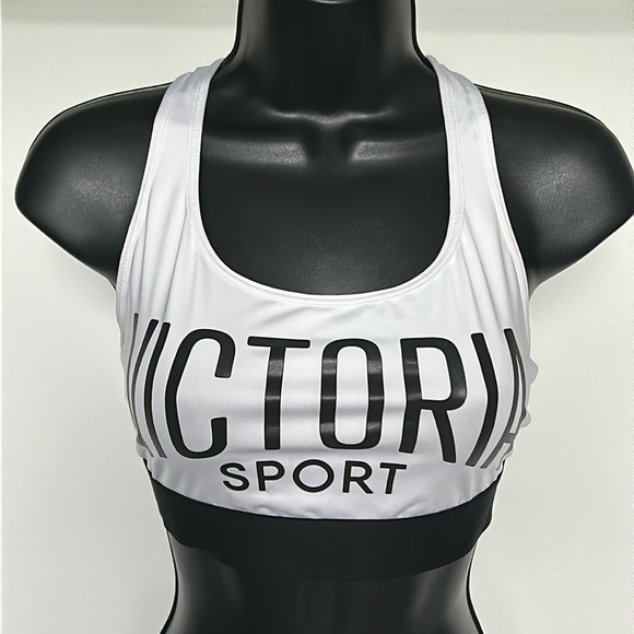 VICTORIA’S SECRET The Player Sports Bra Size XL White & Black Large Logo - Picture 6 of 16
